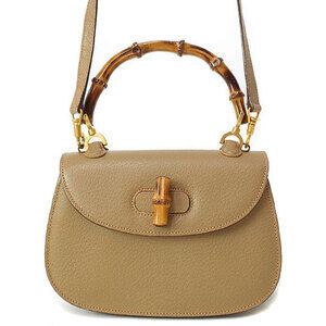 Gucci Bamboo Top Handle Leather Shoulder Bag Handbag